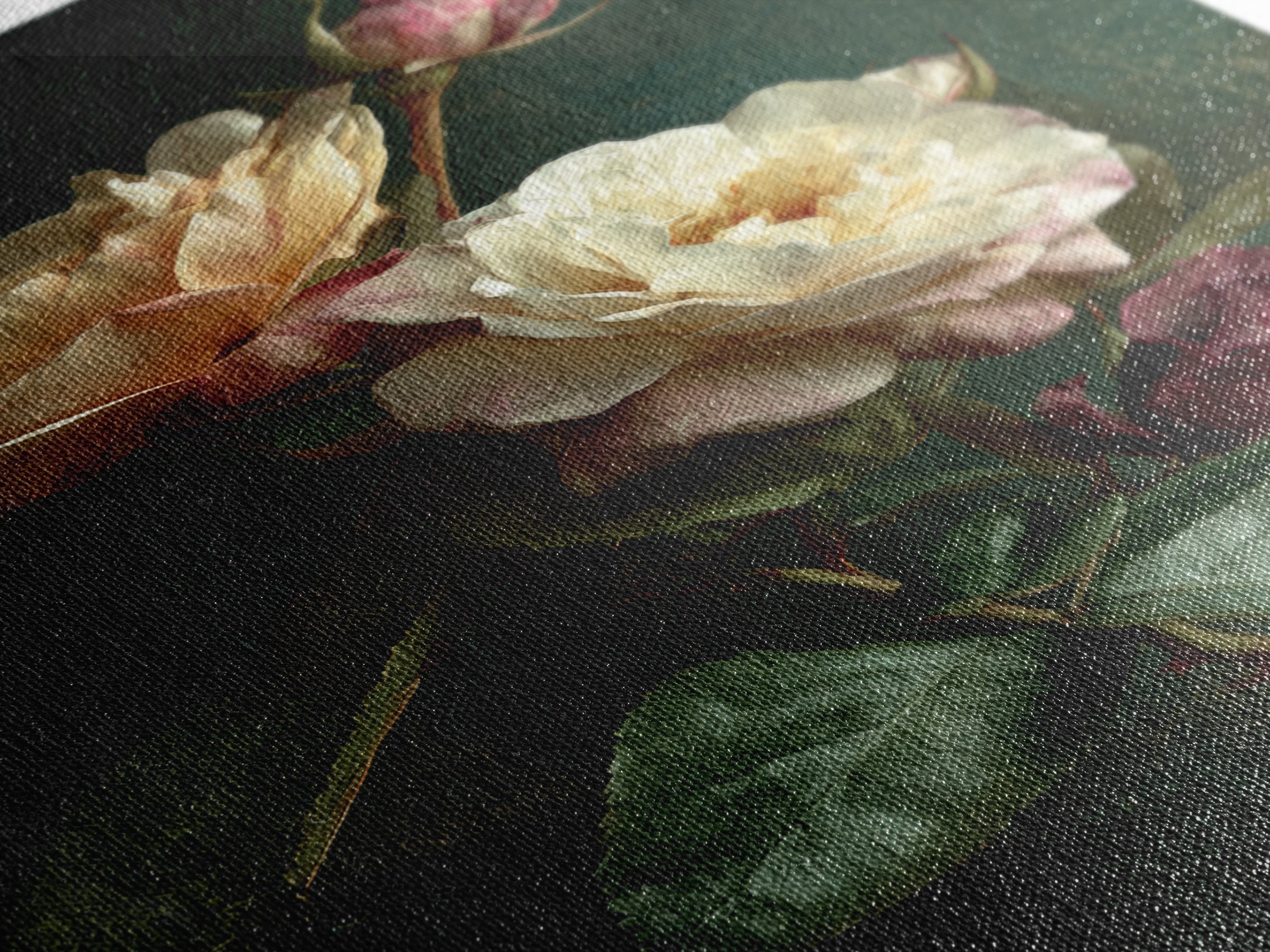 Garden Roses in Romantic Oil Paint Canvas Print, Bed and Breakfast Art, Printable Wall Art, Living Room Decor, Watercolor Art, BAB-2x3-29