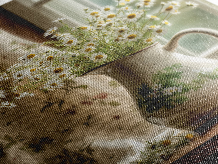 Country Wildflowers in a Chipped Ceramic Pitcher Framed Canvas Print, Bed and Breakfast Art, Living Room Decor, Fine Art, BAB-2x3-33
