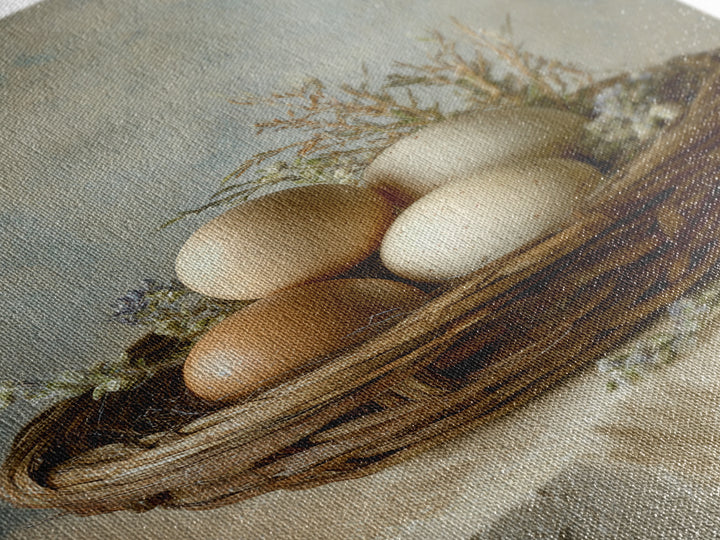 Fresh Eggs in a Woven Basket with Canvas Print, Bed and Breakfast Art, Bedroom Decor, Living Room Decor, Abstract Art, BAB-2x3-62