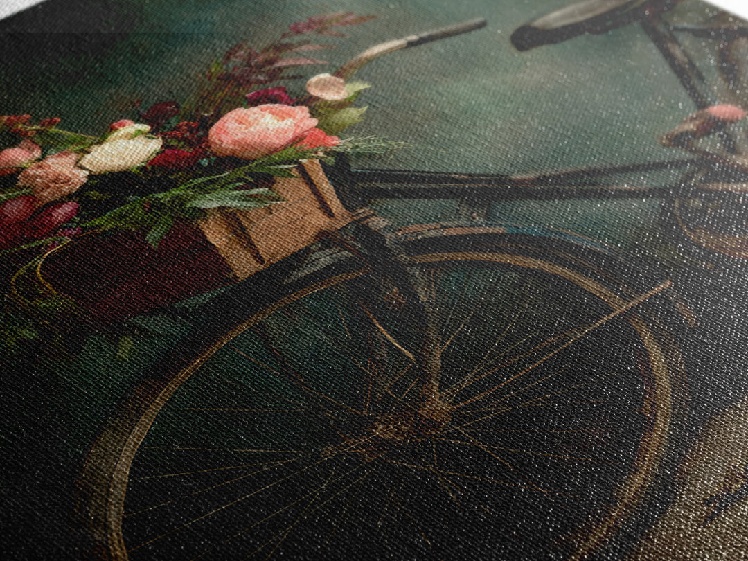 Old Bicycle with Flowers in Basket Canvas Print, Bed and Breakfast Art, Fine Art Print, Living Room Decor, Watercolor Art, BAB-2x3-7