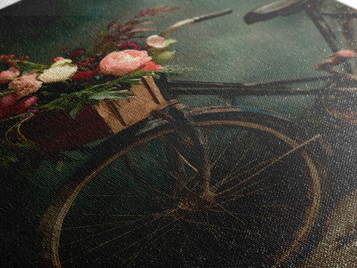 Old Bicycle with Flowers in Basket Canvas Print, Bed and Breakfast Art, Fine Art Print, Living Room Decor, Watercolor Art, BAB-2x3-7