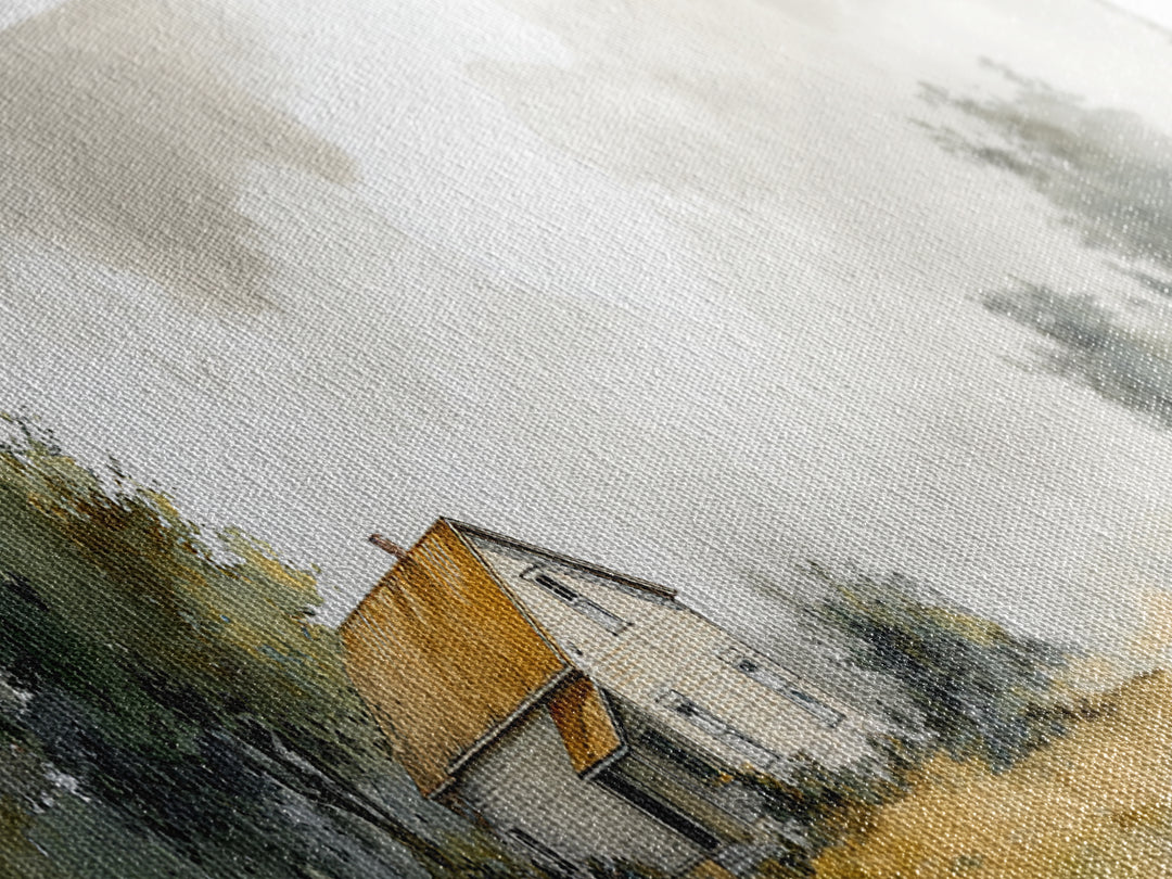 Old Farmhouse Landscape Framed Canvas Print, Bed and Breakfast Art, Room Decor, Living Room Decor, Fine Art, BAB-3x1-23