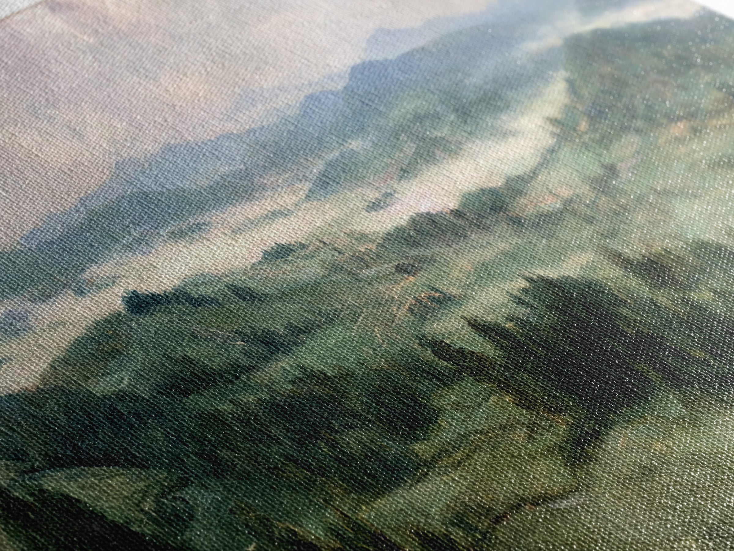 Classic Landscape with Rolling Green Hills Canvas Print, Bed and Breakfast Art, Neutral Decor, Living Room Decor, Oil Painting, BAB-3x1-40