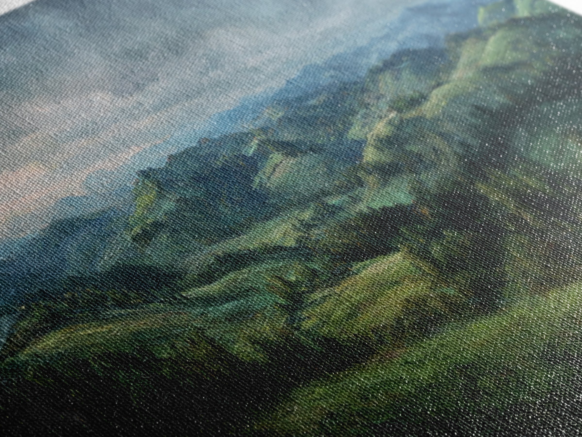Classic Landscape with Rolling Green Hills Canvas Print, Bed and Breakfast Art, Luxury Decor, Living Room Decor, BAB-3x1-64