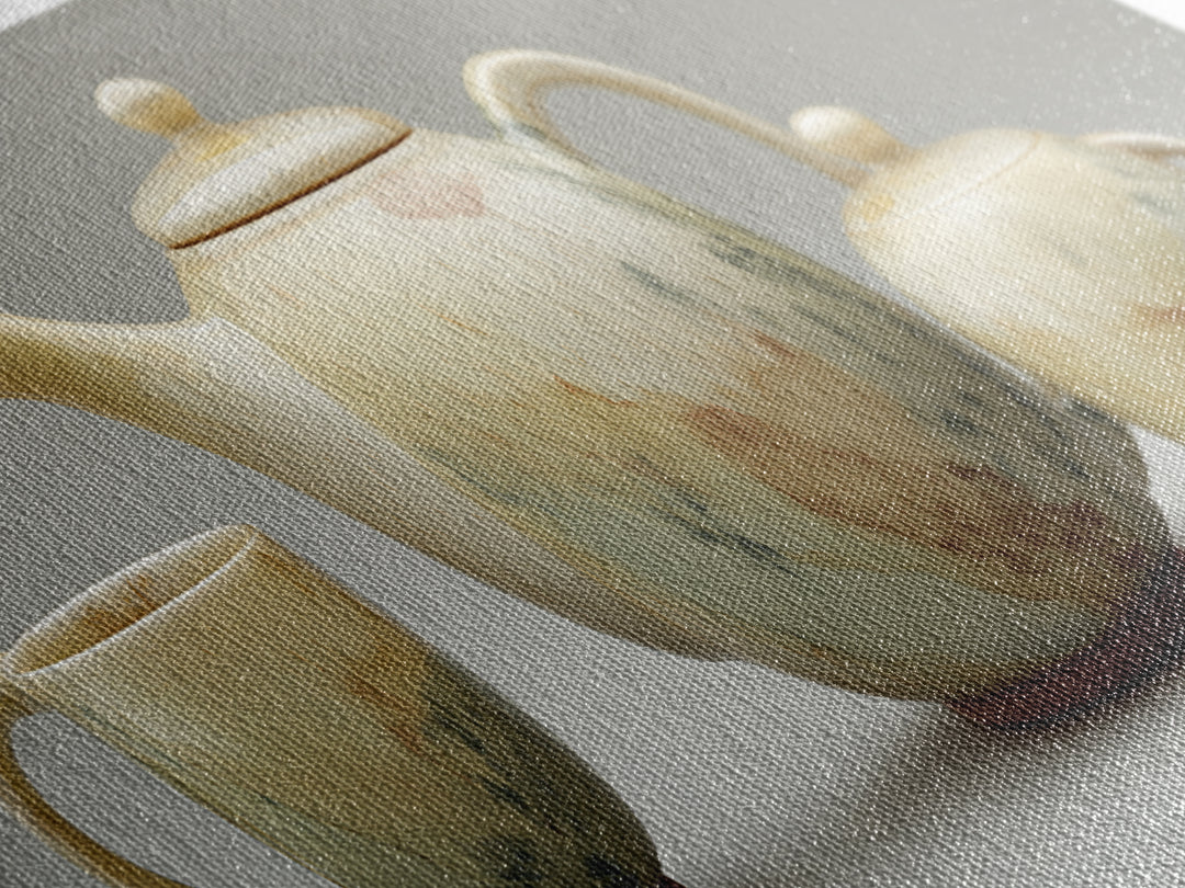 Porcelain Teapot and Scones Canvas Print, Bed and Breakfast Art, Wall Decor, Living Room Decor, Fine Art, Dopamine Decor, BAB-3x1-76