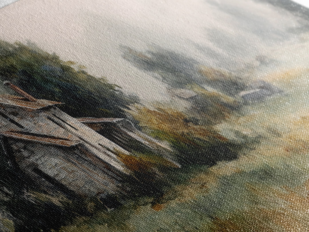 Old Farmhouse Landscape Canvas Print, Bed and Breakfast Art, Digital Art, Living Room Decor, Fine Art, Bedroom Wall Art, BAB-3x1-95