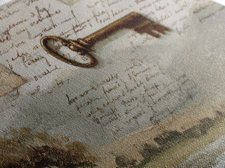 Antique Key and Handwritten Letter Arrangement Without Canvas Print, Bed and Breakfast Art, Coffee Art, Living Room Decor, BAB-3x2-13