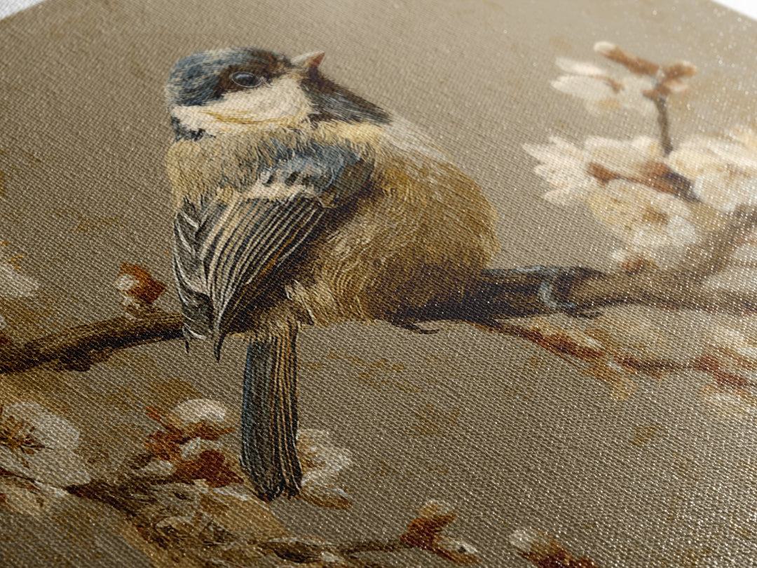 Small Bird on a Flowering Branch Framed Canvas Print, Bed and Breakfast Art, Printable Art, Living Room Decor, Watercolor Art, BAB-3x2-18
