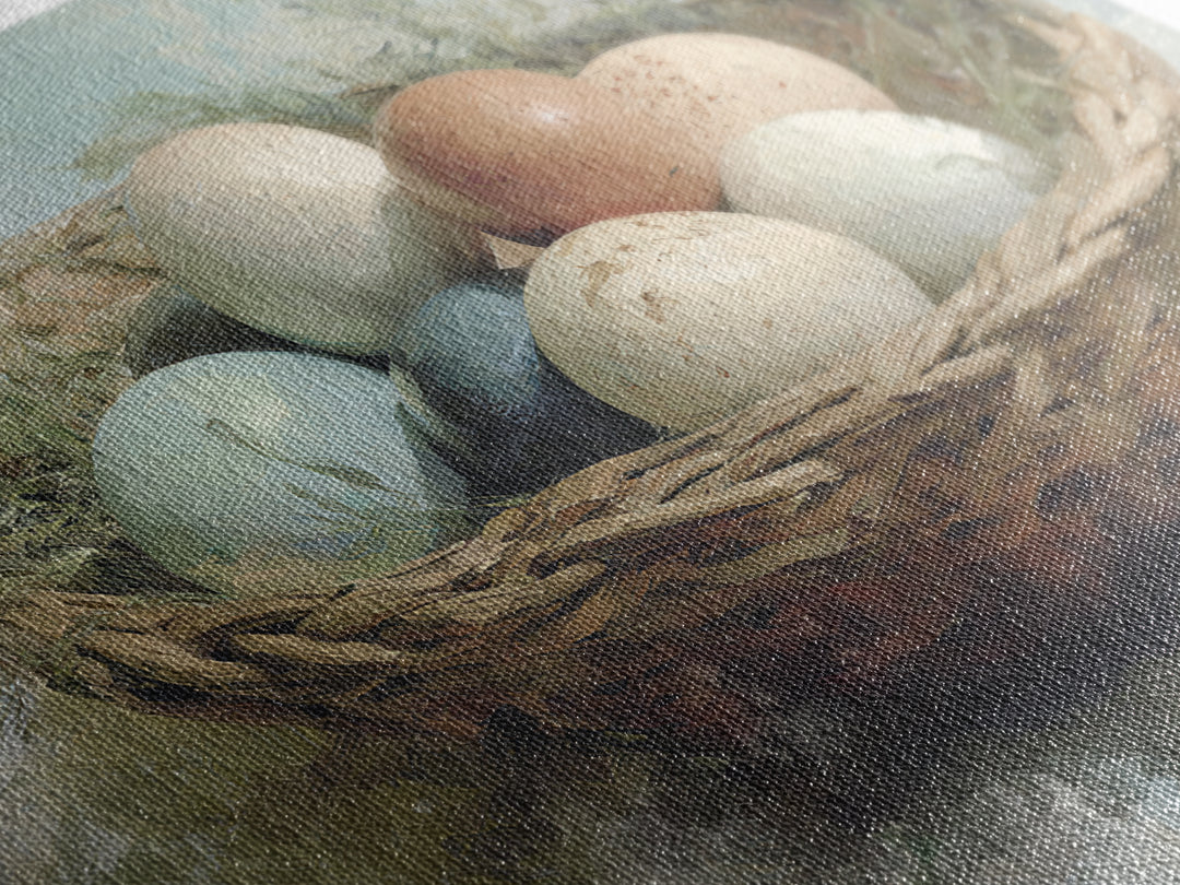 Fresh Eggs in a Woven Basket with Canvas Print, Bed and Breakfast Art, Coffee Art, Living Room Decor, Watercolor Art, BAB-3x2-34