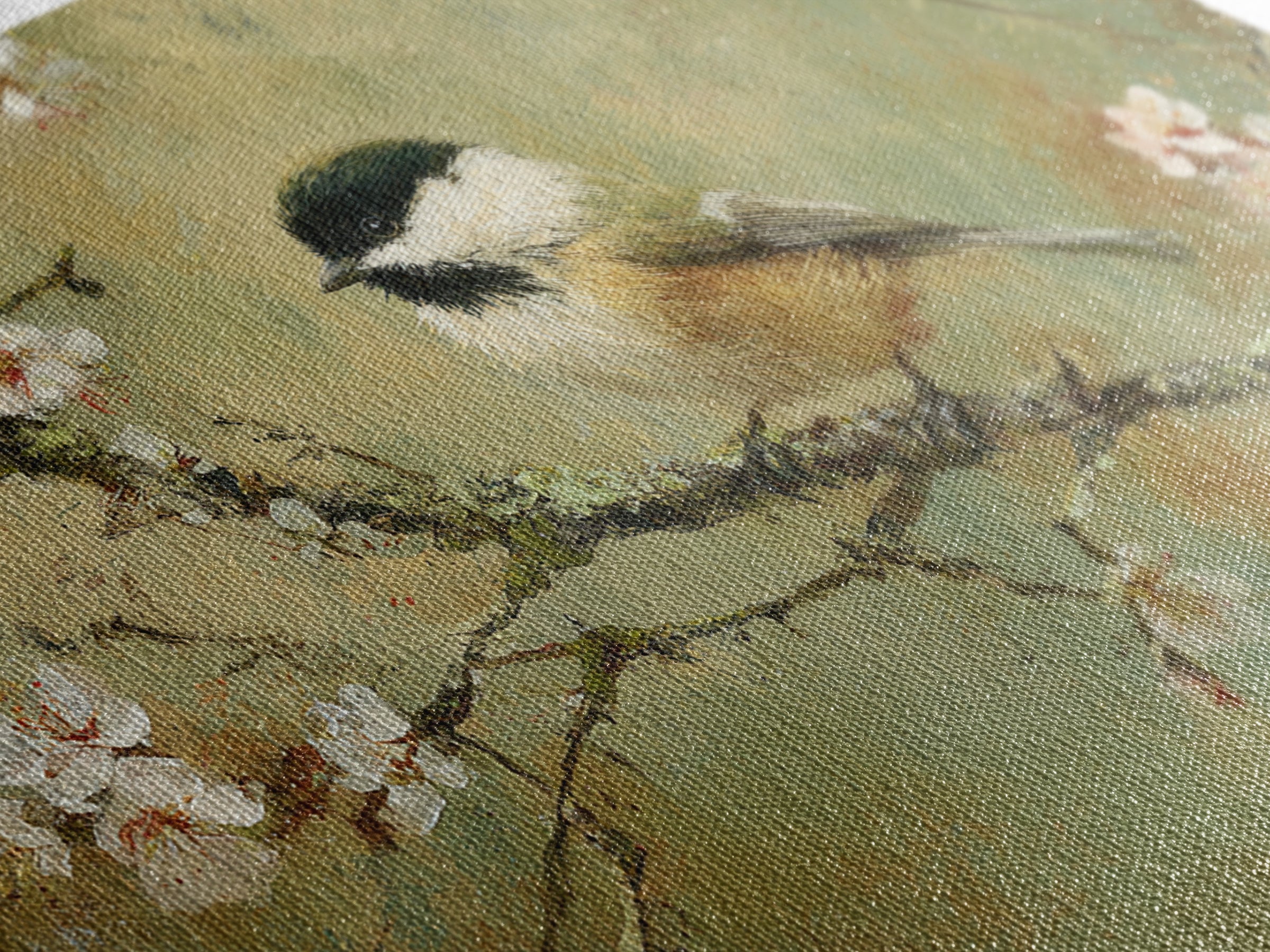 Small Bird on a Flowering Branch Canvas Print, Bed and Breakfast Art, Bedroom Wall Art, Living Room Decor, Watercolor Art, BAB-3x2-42