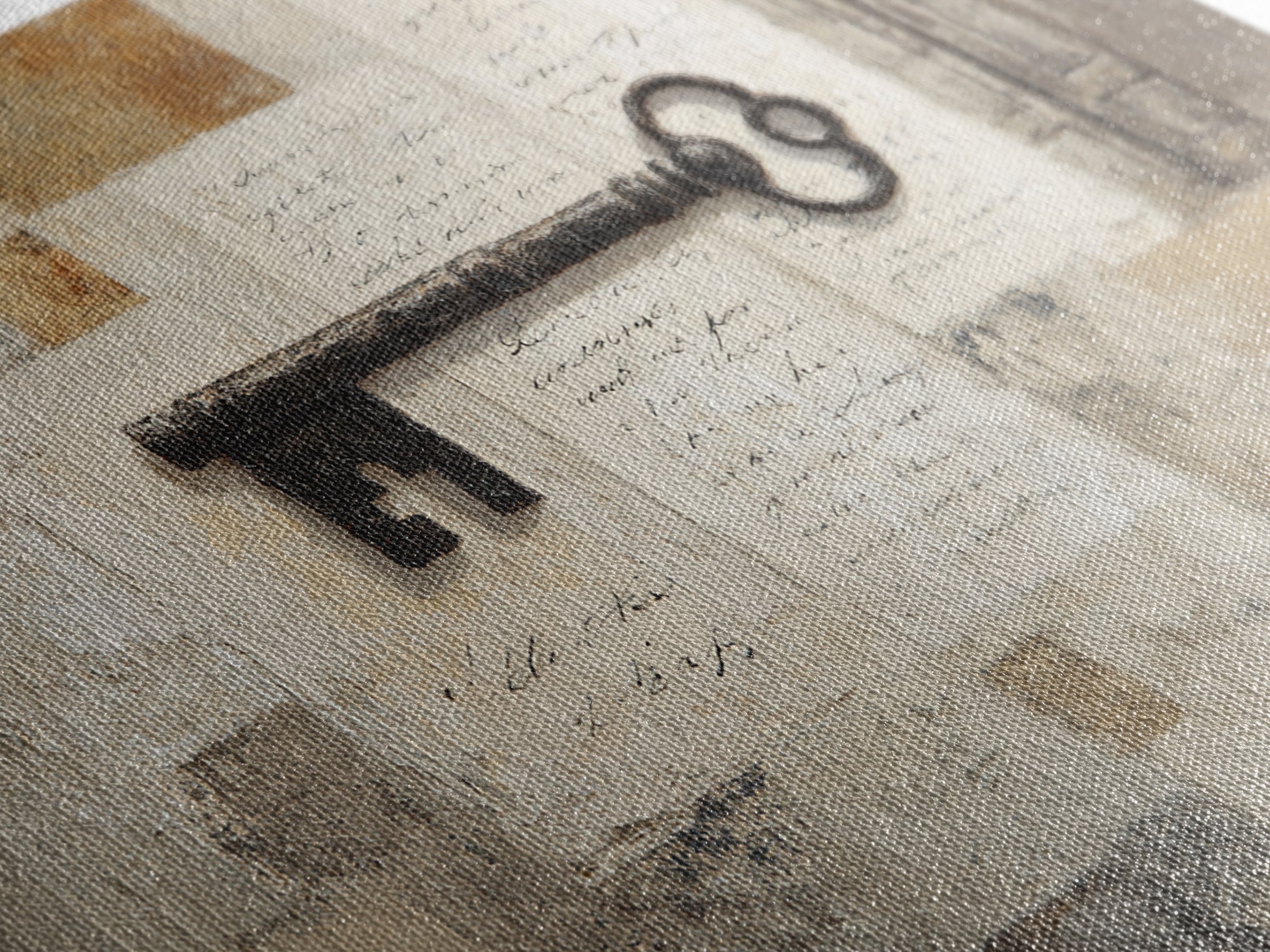Antique Key and Handwritten Letter Arrangement Without Canvas Print, Bed and Breakfast Art, Bedroom Art, Living Room Decor, BAB-3x2-61