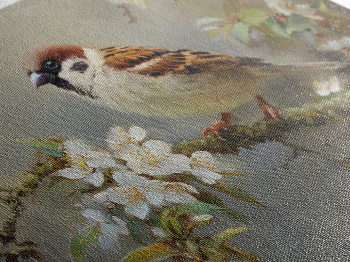 Small Bird on a Flowering Branch Canvas Print, Bed and Breakfast Art, Bedroom Wall Art, Living Room Decor, Watercolor Art, BAB-3x2-66