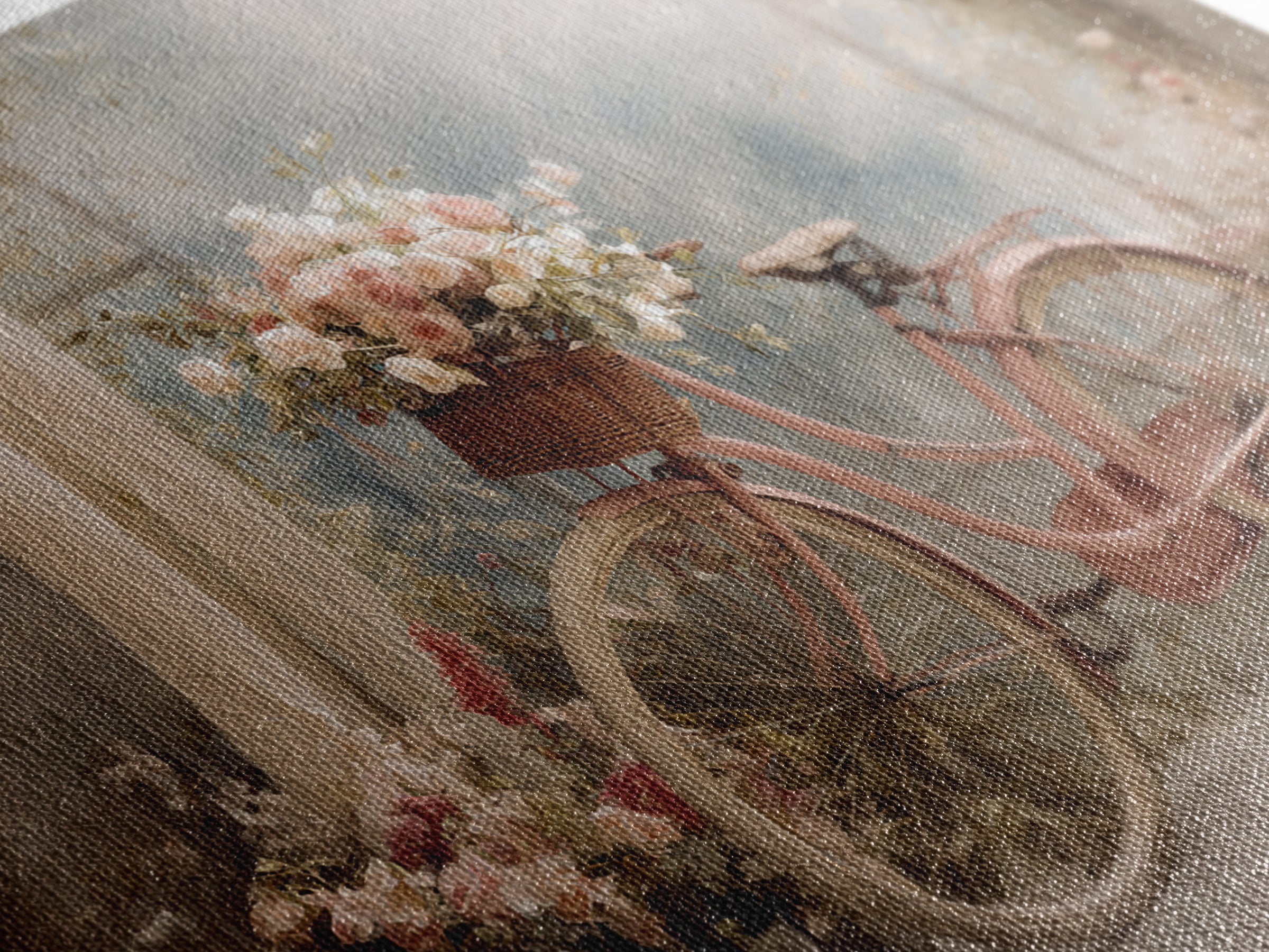 Old Bicycle with Flowers in Basket Canvas Print, Bed and Breakfast Art, Print, Living Room Decor, Watercolor Art, BAB-3x2-75