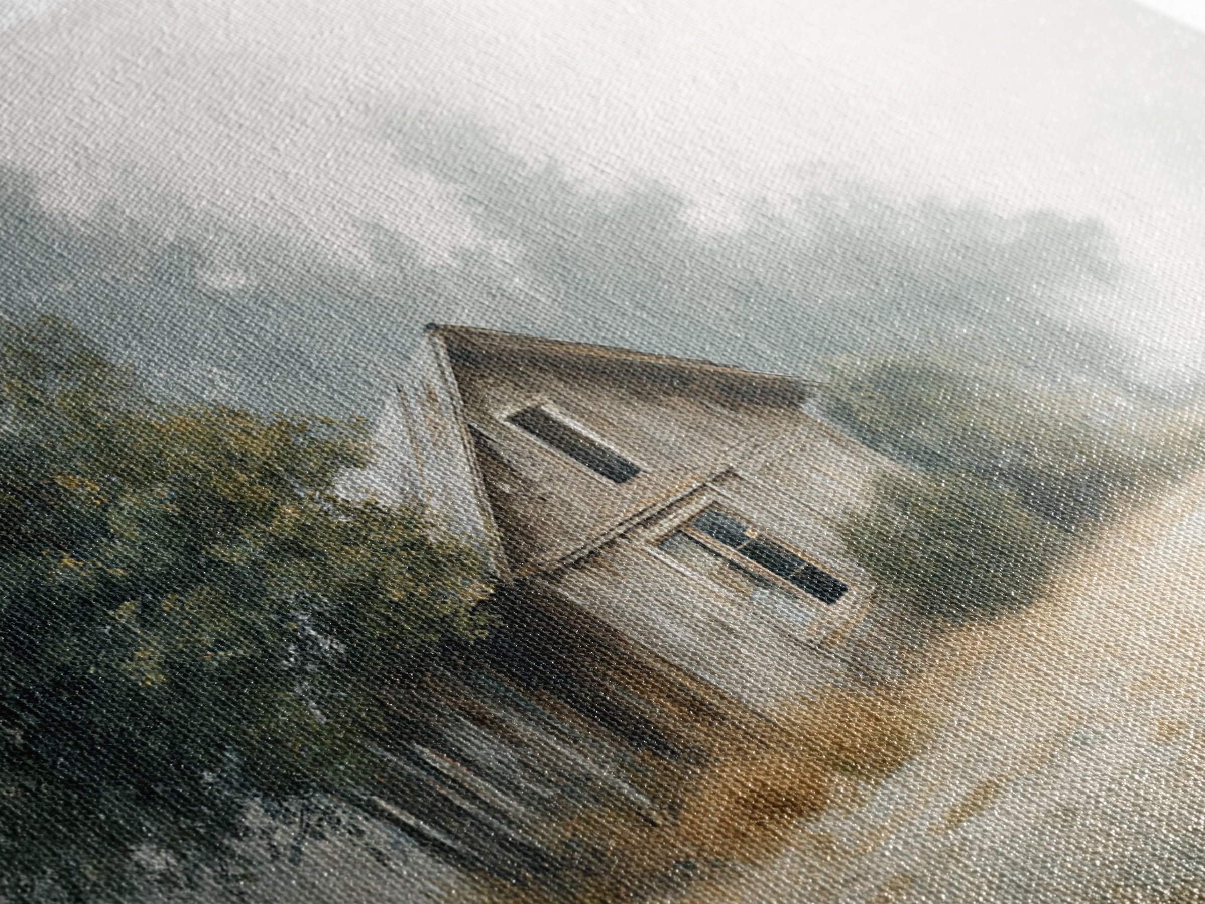 Old Farmhouse Landscape Canvas Print, Bed and Breakfast Art, Wood Wall Art, Living Room Decor, Oil Painting, BAB-3x2-83