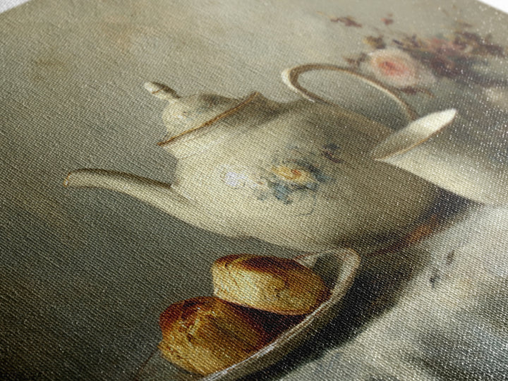 Porcelain Teapot and Scones Canvas Print, Bed and Breakfast Art, Wall Decor, Living Room Decor, Fine Art, Dopamine Decor, BAB-3x2-88