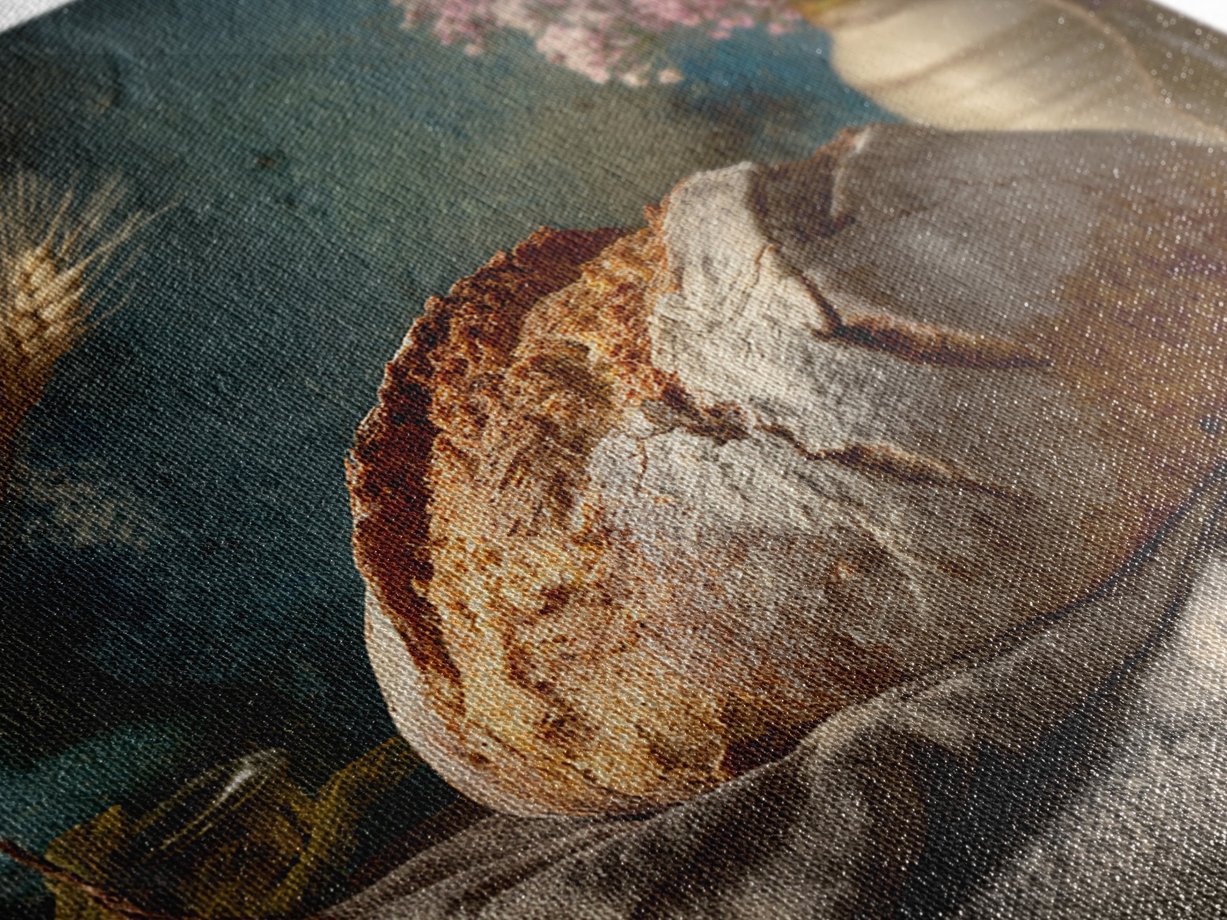 Rustic Loaf of Bread Framed Canvas Print, Bakery Art, Kitchen Wall Art, Bakery Decor, Oil Painting, Patisserie, BAK-1x1-28