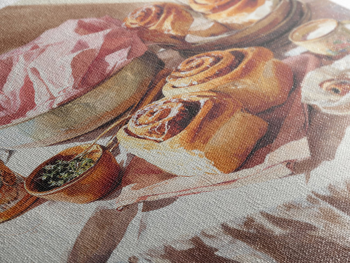 Cinnamon Rolls in a Warm Country Kitchen Canvas Print, Bakery Art, Digital Download Art, Bakery Decor, Fine Art, Patisserie, BAK-1x1-35