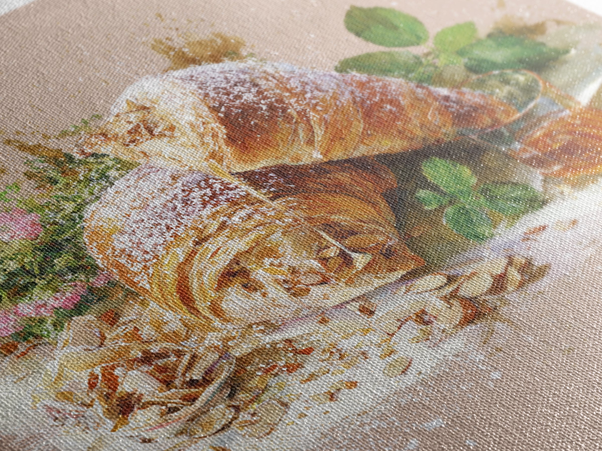 Almond Croissant Closeup Framed Canvas Print, Bakery Art, Neutral Decor, Bakery Decor, Fine Art, Patisserie, Home Decor, BAK-1x1-63