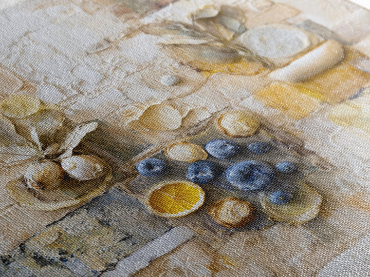 Blueberry Galette with Rustic Farmhouse Texture Framed Canvas Print, Bakery Art, Kids Art, Bakery Decor, Fine Art, Patisserie, BAK-1x1-71