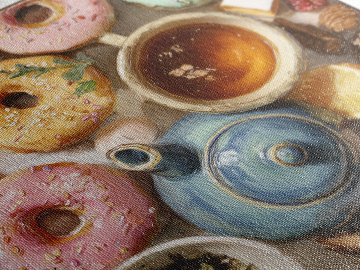 Whimsical Donut Assortment Canvas Print, Bakery Art, Statement Artwork, Bakery Decor, Fine Art, Patisserie, Art Print, BAK-1x1-9