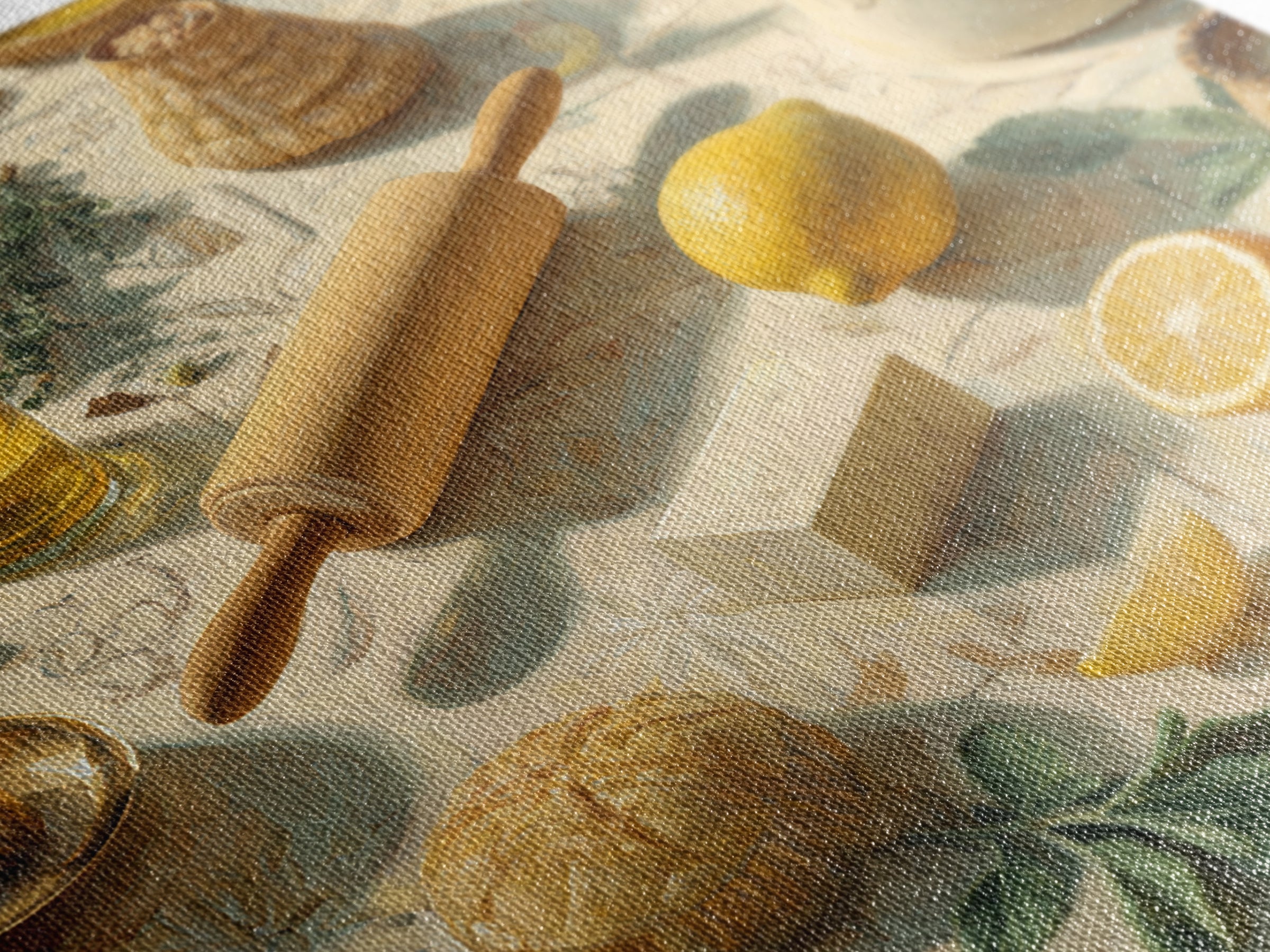 Patisserie Pattern of Rolling Pins and Pastries Framed Canvas Print, Bakery Art, Wall Art, Bakery Decor, Oil Painting, BAK-1x1-93