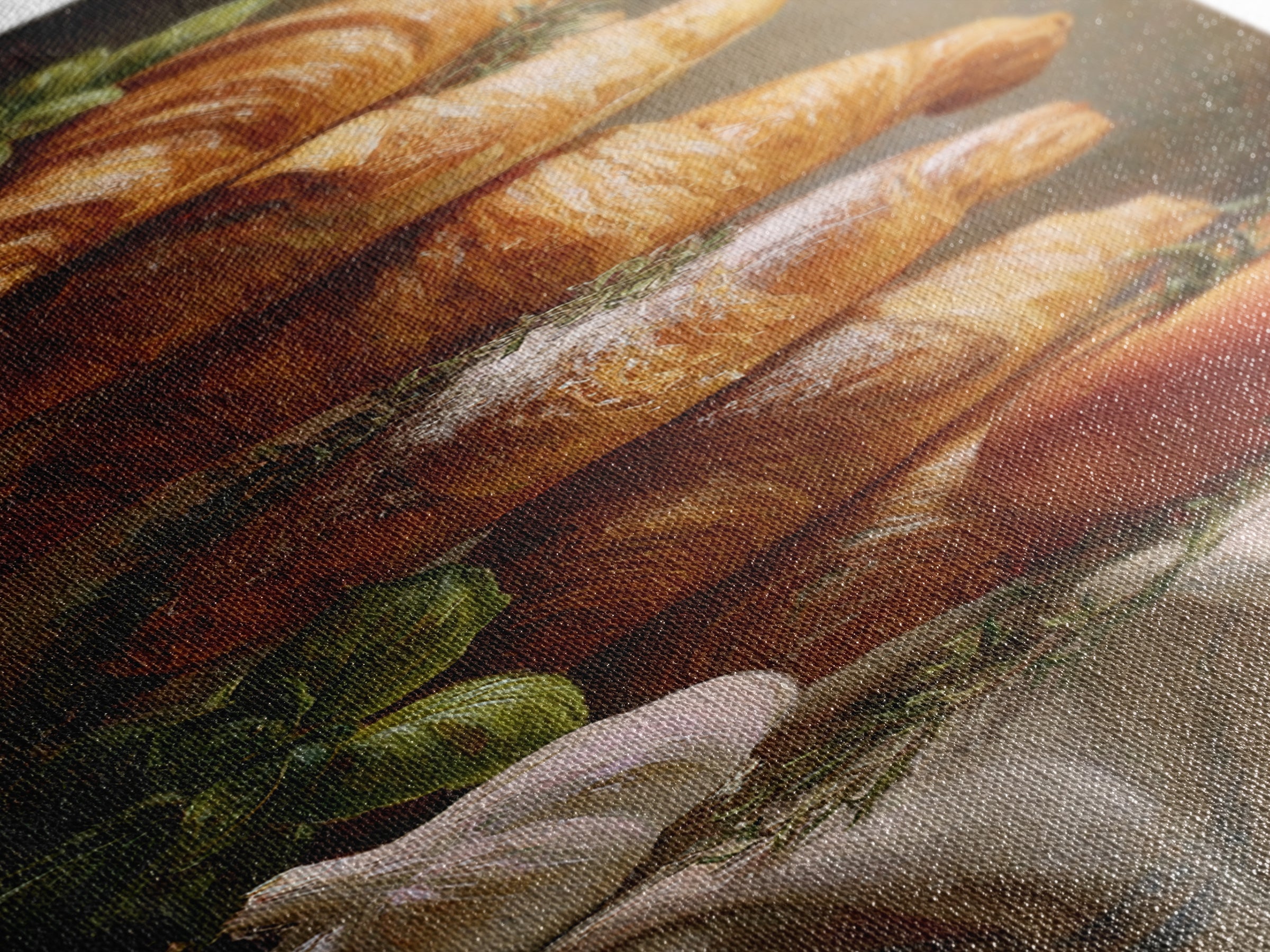 Buttery Croissants Stacked on Striped Linen Canvas Print, Bakery Art, Minimalist Decor, Bakery Decor, Fine Art, Patisserie, BAK-1x3-37