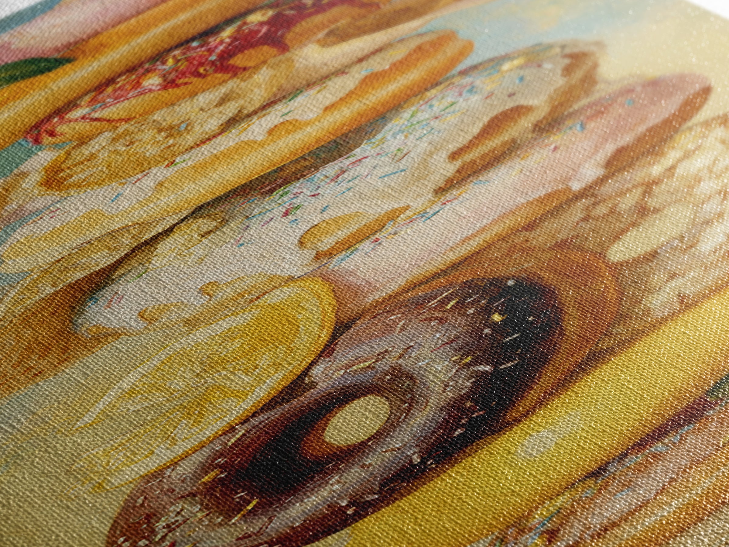 Whimsical Donut Assortment Framed Canvas Print, Bakery Art, Wall Art, Bakery Decor, Oil Painting, Patisserie, BAK-1x3-69