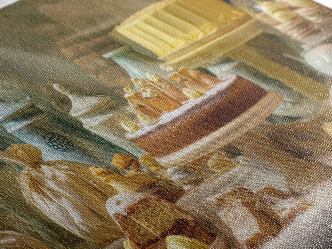 French Patisserie Window Display of Pastel Pastries Canvas Print, Bakery Art, Textured Painting, Bakery Decor, Patisserie, BAK-2x1-22