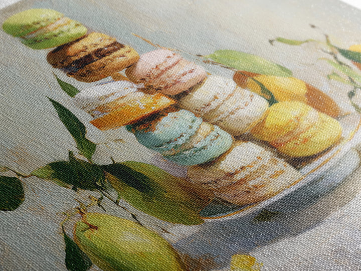 Single Perfect Macaron Tower Canvas Print, Bakery Art, Kitchen Prints, Bakery Decor, Oil Painting, Patisserie, Fine Art, BAK-2x1-47