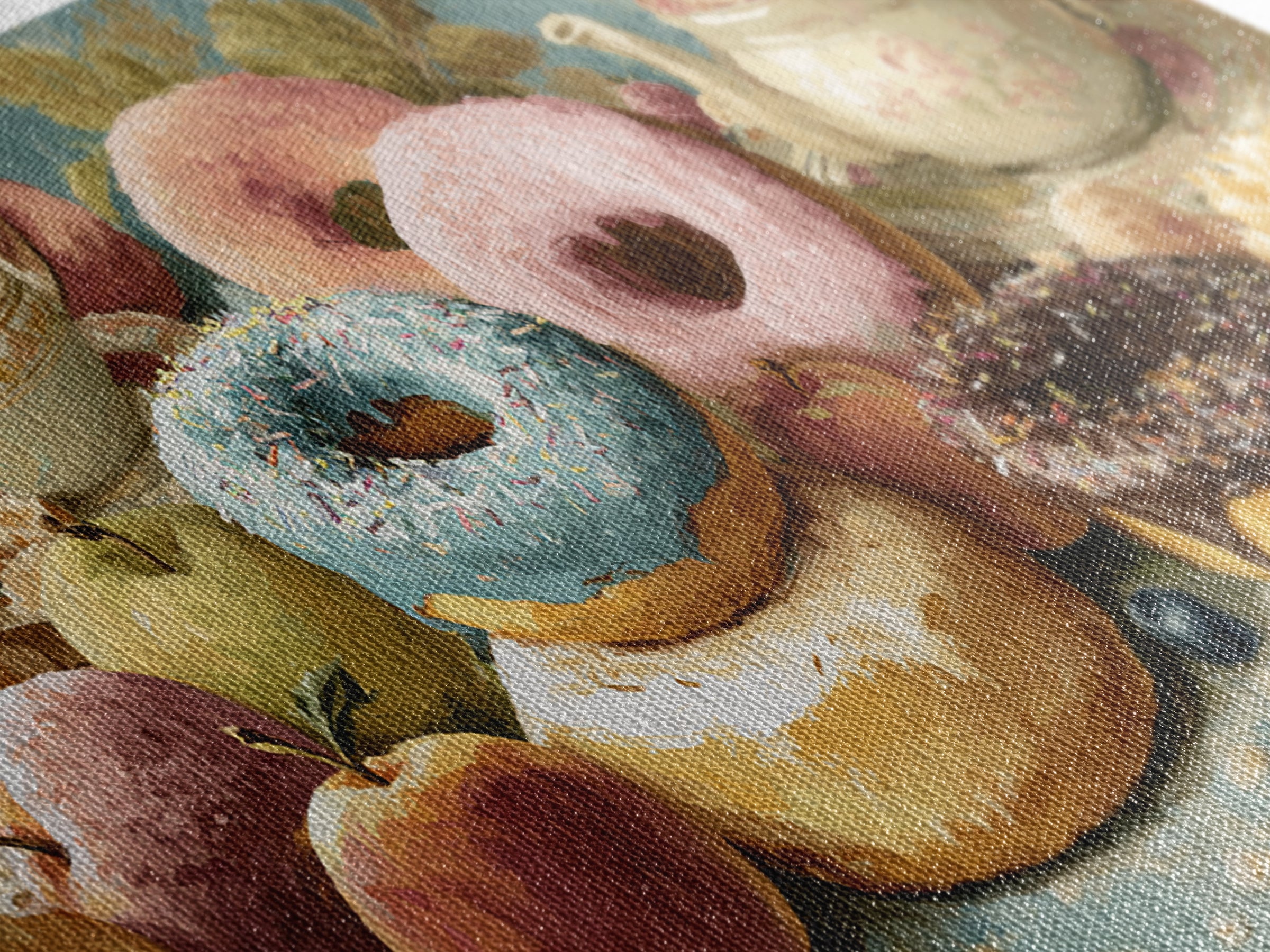Whimsical Donut Assortment Canvas Print, Bakery Art, Kitchen Prints, Bakery Decor, Oil Painting, Patisserie, Fine Art, BAK-2x1-53