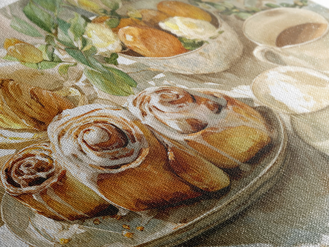 Cinnamon Rolls in a Warm Country Kitchen Framed Canvas Print, Bakery Art, Printable Wall Art, Bakery Decor, Patisserie, BAK-2x1-7