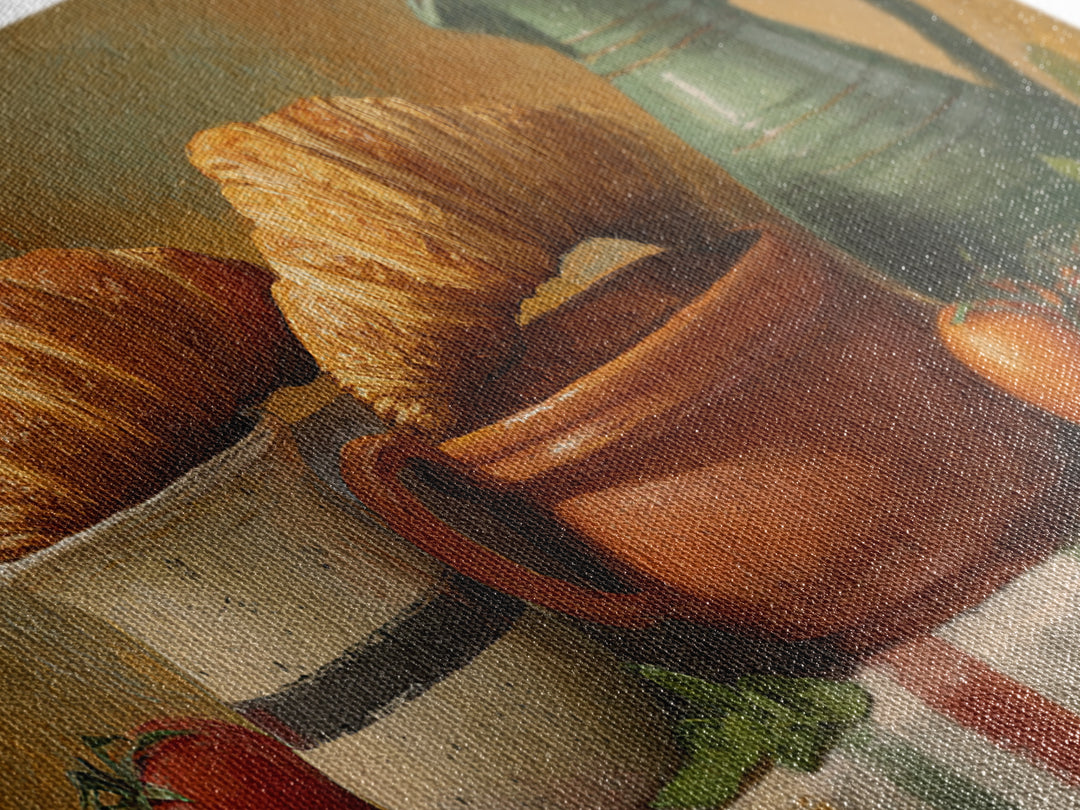 Buttery Croissants Stacked on Striped Linen Canvas Print, Bakery Art, Colorful Wall Art, Bakery Decor, Abstract Art, Patisserie, BAK-2x1-93