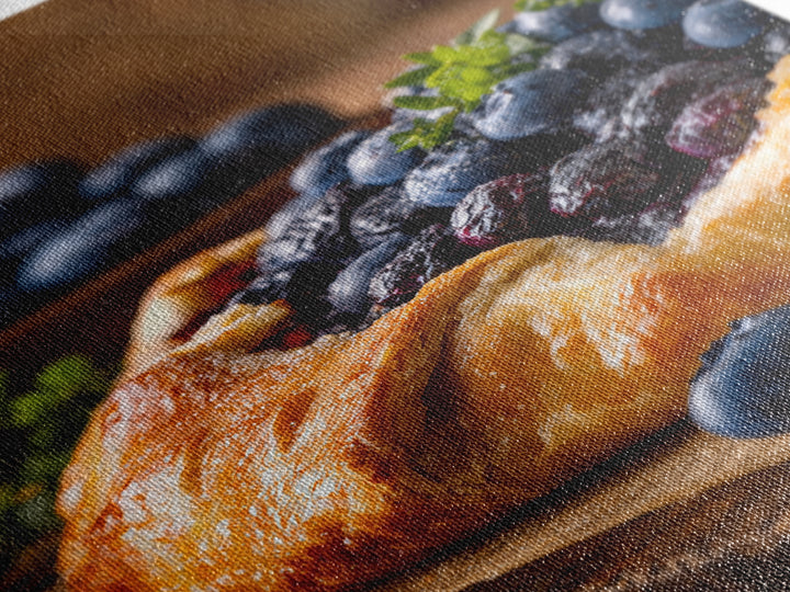 Blueberry Galette with Rustic Farmhouse Texture Canvas Print, Bakery Art, Wall Decor, Bakery Decor, Fine Art, Patisserie, BAK-2x3-31