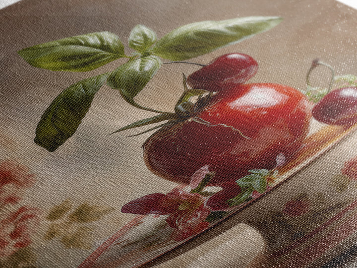 Cherry Tart Still Life Framed Canvas Print, Bakery Art, Watercolor Painting, Bakery Decor, Patisserie, Aesthetic Wall Art, BAK-2x3-37
