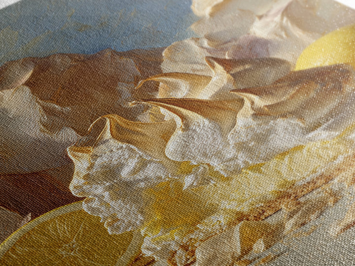 Lemon Meringue Pie Slice Canvas Print, Bakery Art, Kitchen Wall Art, Bakery Decor, Oil Painting, Patisserie, BAK-2x3-66