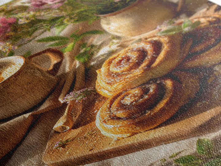 Cinnamon Rolls in a Warm Country Kitchen Canvas Print, Bakery Art, Kitchen Print, Bakery Decor, Fine Art, Patisserie, BAK-2x3-67