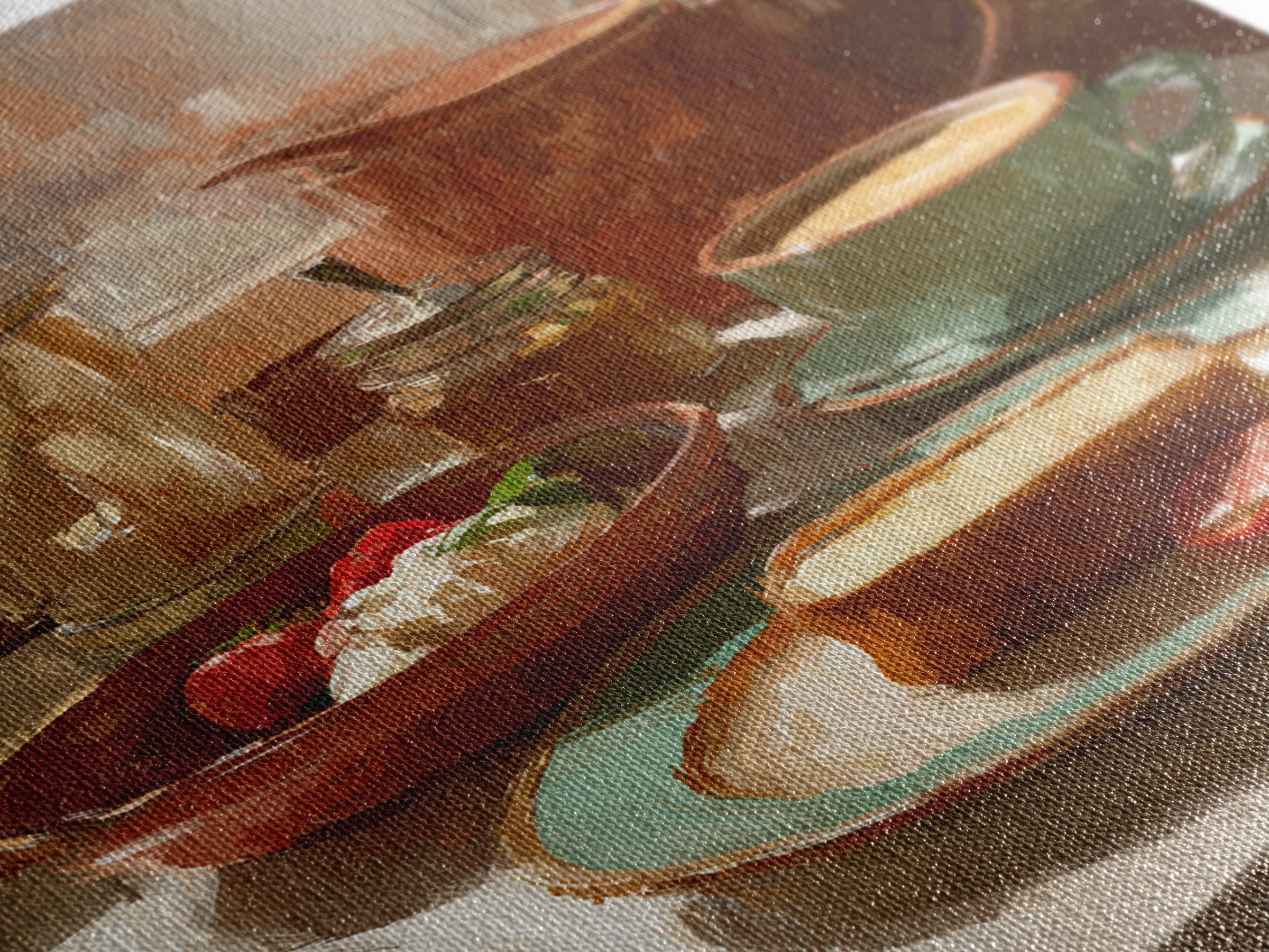 Painterly Eclair and Coffee Still Life Framed Canvas Print, Bakery Art, Coffee Wall Art, Bakery Decor, Fine Art, Patisserie, BAK-2x3-68