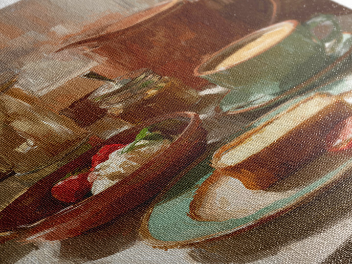 Painterly Eclair and Coffee Still Life Framed Canvas Print, Bakery Art, Coffee Wall Art, Bakery Decor, Fine Art, Patisserie, BAK-2x3-68