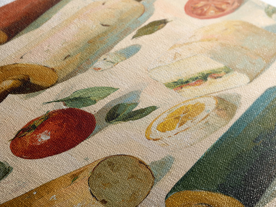 Patisserie Pattern of Rolling Pins and Pastries Canvas Print, Bakery Art, Kitchen Art Print, Bakery Decor, Fine Art, Patisserie, BAK-2x3-77