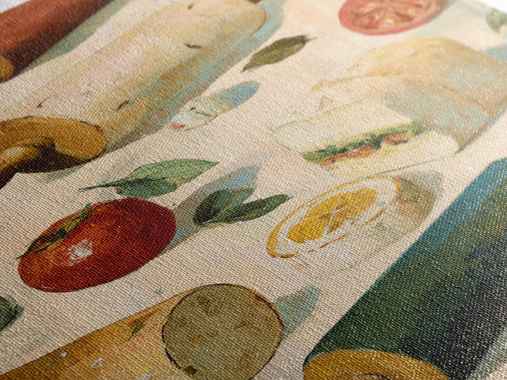 Patisserie Pattern of Rolling Pins and Pastries Canvas Print, Bakery Art, Kitchen Art Print, Bakery Decor, Fine Art, Patisserie, BAK-2x3-77