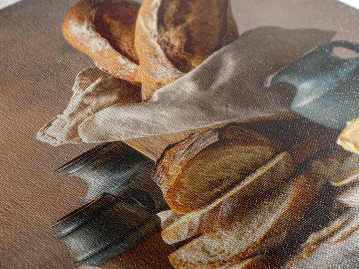 Baguette and Butter Still Life on Marble Framed Canvas Print, Bakery Art, Kitchen Print, Bakery Decor, Fine Art, Patisserie, BAK-2x3-88