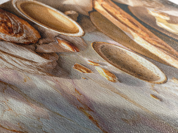 Baguette and Butter Still Life on Marble Canvas Print, Bakery Art, Textured Painting, Bakery Decor, Fine Art, Patisserie, BAK-3x1-48