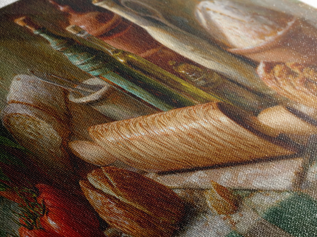 Patisserie Pattern of Rolling Pins and Pastries Canvas Print, Bakery Art, Bakery, Bakery Decor, Oil Painting, Patisserie, BAK-3x1-61