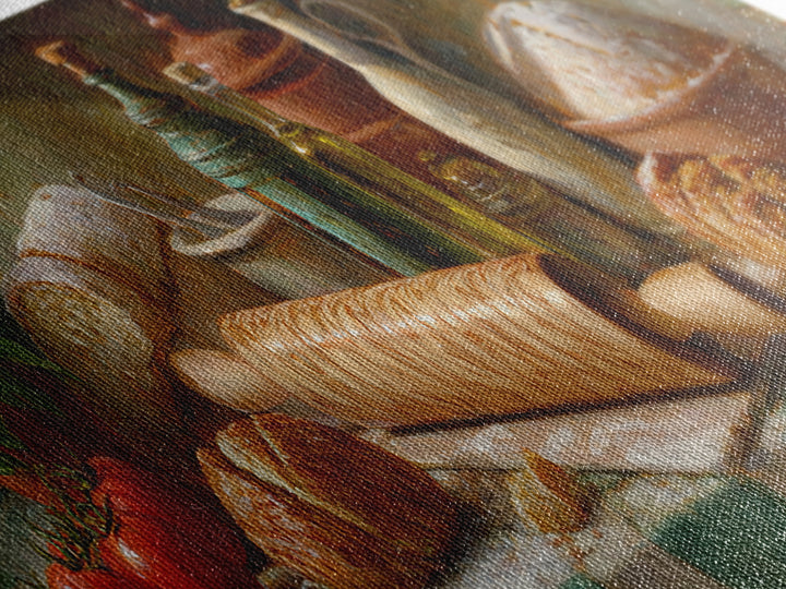 Patisserie Pattern of Rolling Pins and Pastries Canvas Print, Bakery Art, Bakery, Bakery Decor, Oil Painting, Patisserie, BAK-3x1-61