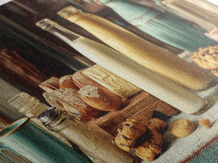 Milk Bottle and Cookies Nostalgic Still Life Canvas Print, Bakery Art, Boho Decor, Bakery Decor, Oil Painting, Patisserie, BAK-3x1-62