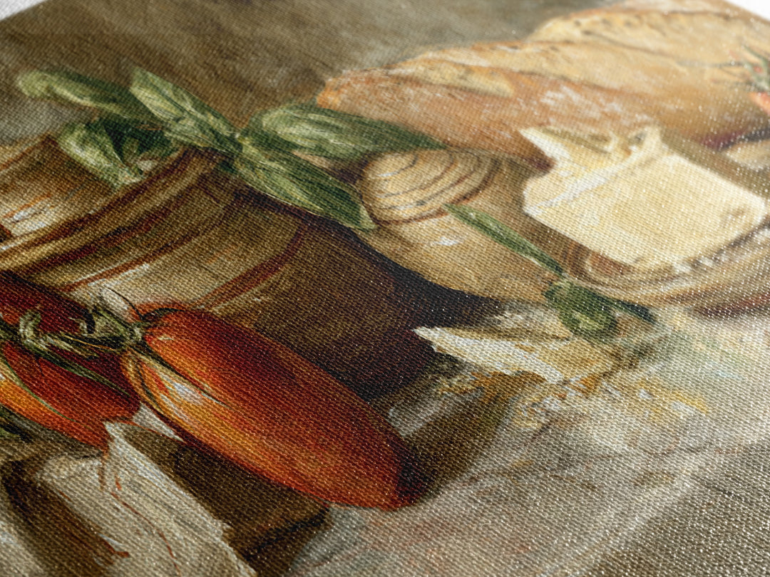 Baguette and Butter Still Life on Marble Canvas Print, Bakery Art, Textured Painting, Bakery Decor, Fine Art, Patisserie, BAK-3x1-96