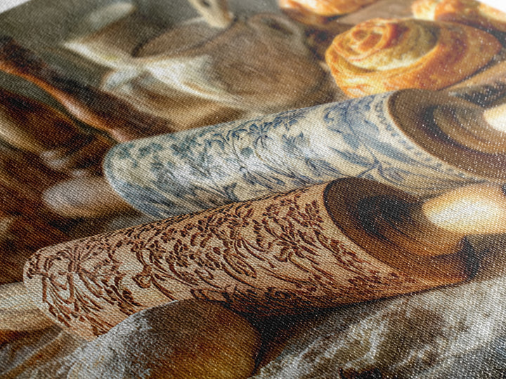 Patisserie Pattern of Rolling Pins and Pastries Canvas Print, Bakery Art, Kitchen Art Print, Bakery Decor, Fine Art, Patisserie, BAK-3x2-1