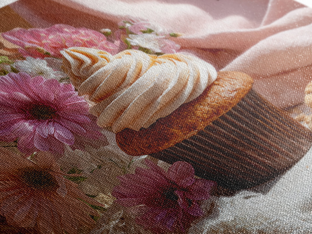 Cupcake Bouquet Painted Canvas Print, Bakery Art, Modern Decor, Bakery Decor, Fine Art, Patisserie, Wall Decor, Art Print, BAK-3x2-11