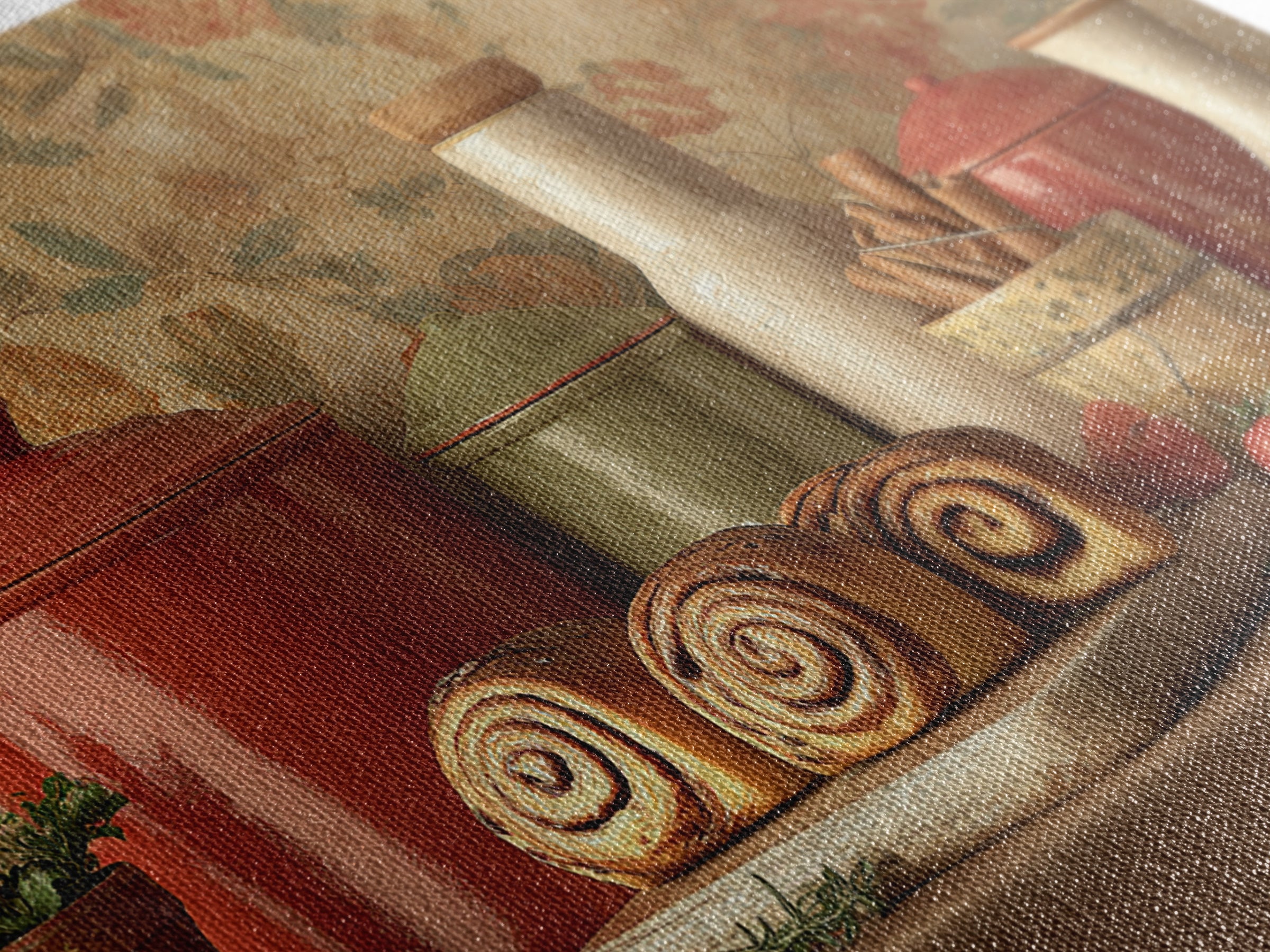 Cinnamon Rolls in a Warm Country Kitchen Framed Canvas Print, Bakery Art, Digital Download Art, Bakery Decor, Patisserie, BAK-3x2-15