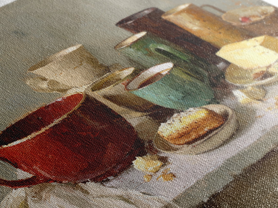 Painterly Eclair and Coffee Still Life Framed Canvas Print, Bakery Art, Bakery, Bakery Decor, Oil Painting, Patisserie, BAK-3x2-40